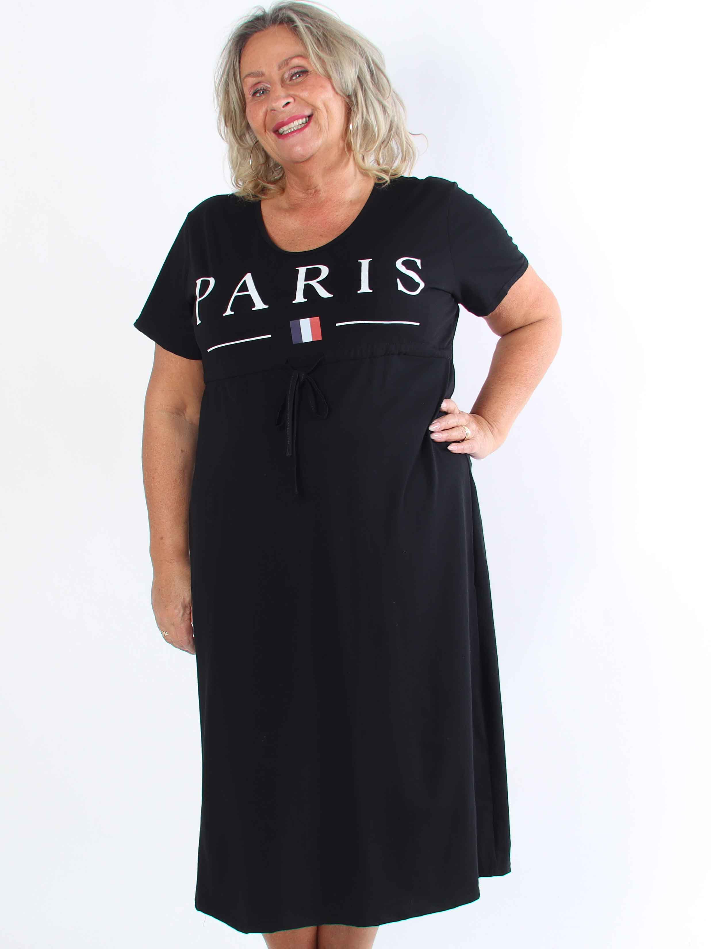 Afiya - Plus size joggingkjole i bomuld med snøre under brystet